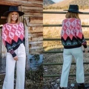 🖤Anthropologie Aldomartins Nieves Geometric Aztec cozy Sweater Wool Alpaca 6